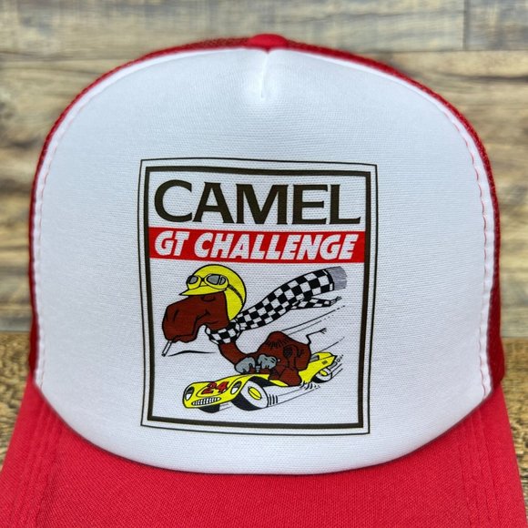 Camel GT Challenge Mens Trucker Hat Red Snapback Motorsport Racing Baseball Cap - Picture 3 of 8